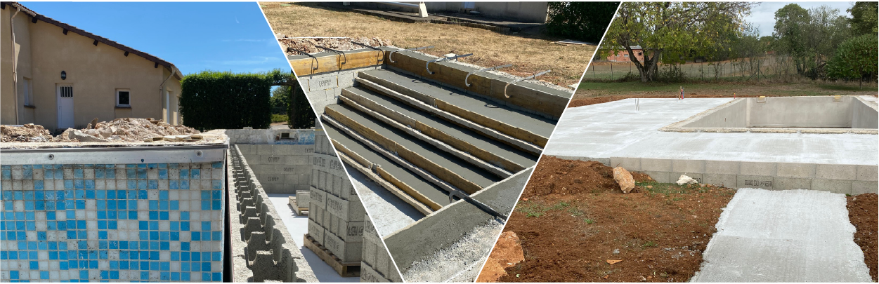 Pendant les travaux rénovation de piscine